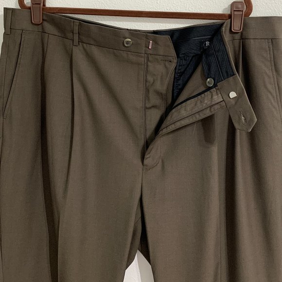 (T128) RBM Platinum Men’s 44x32 Olive Green Dress Pant, Rise 14, Leg 10, Nice! - Picture 7 of 15